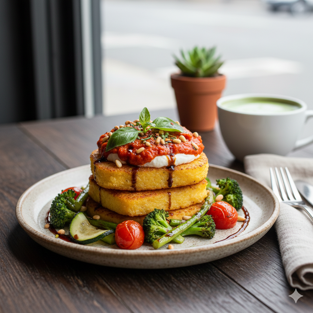 Vegan dish at Onge Cafe, natural light